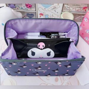 Sanrio Kuromi Charcoal Pencil Case Makeup Case Cute Make Up Bag